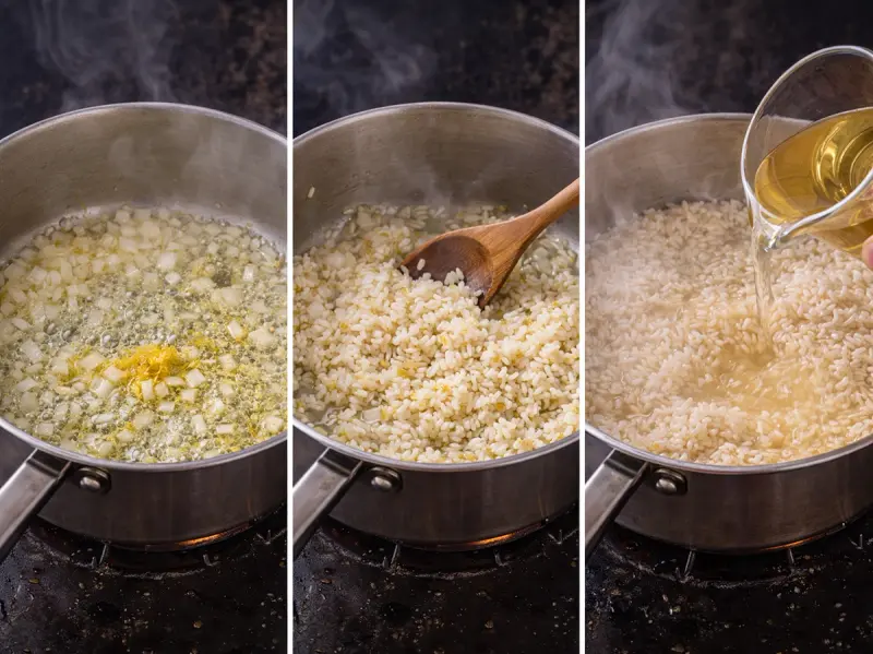 Risotto agli Asparagi con Limone, Aneto e Caprino — step 2