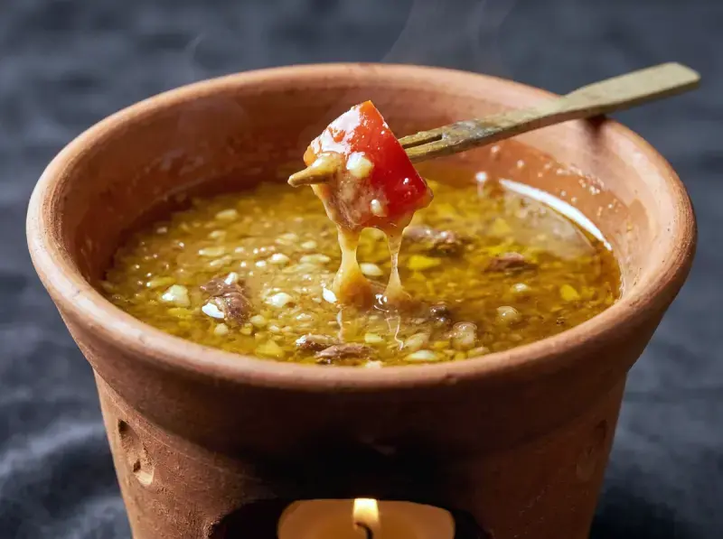 Bagna cauda piemontese — dip caldo di acciughe e aglio