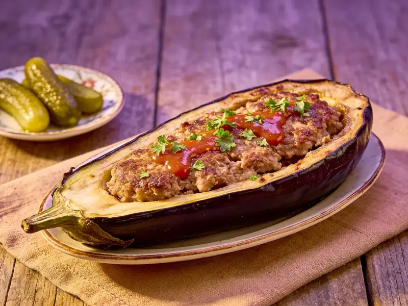 Baked Eggplant with Meat and Cheese