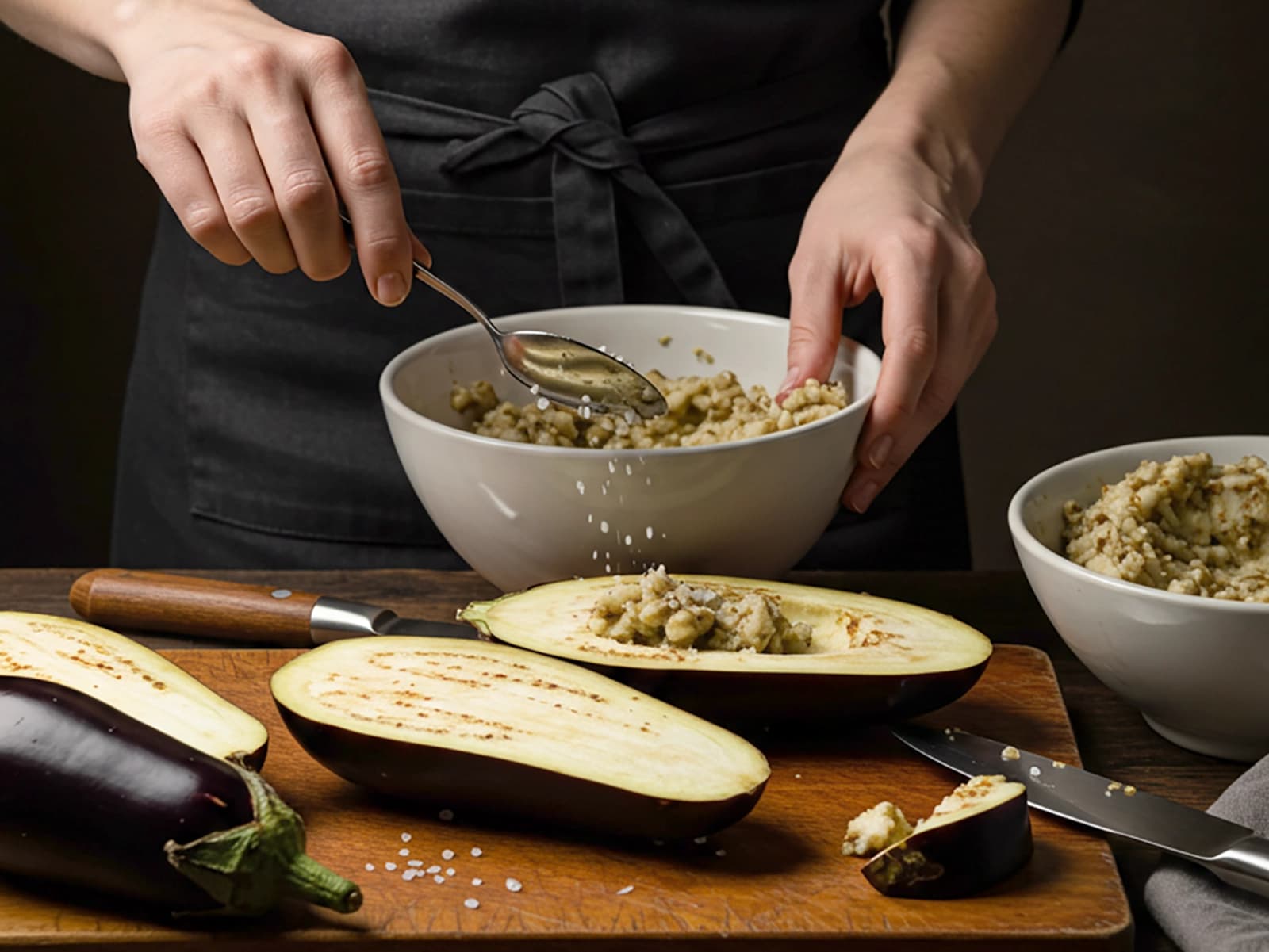 Baked Eggplant with Meat and Cheese step 1