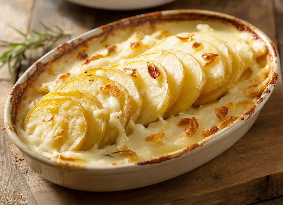 Baked Potatoes with Cheese with bell pepper, butter and cheese — France recipe