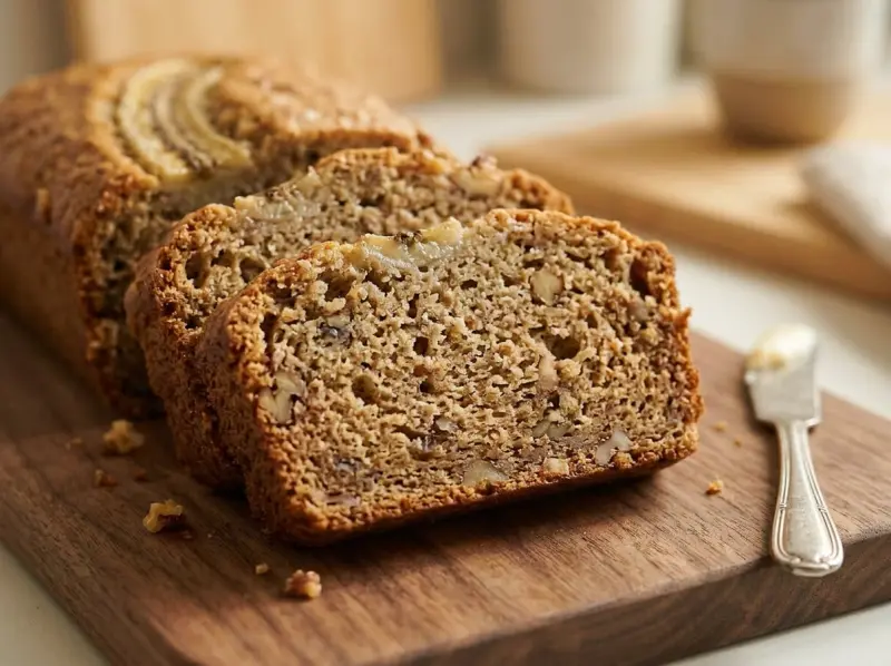 Banana Bread with flour, butter and eggs — USA recipe