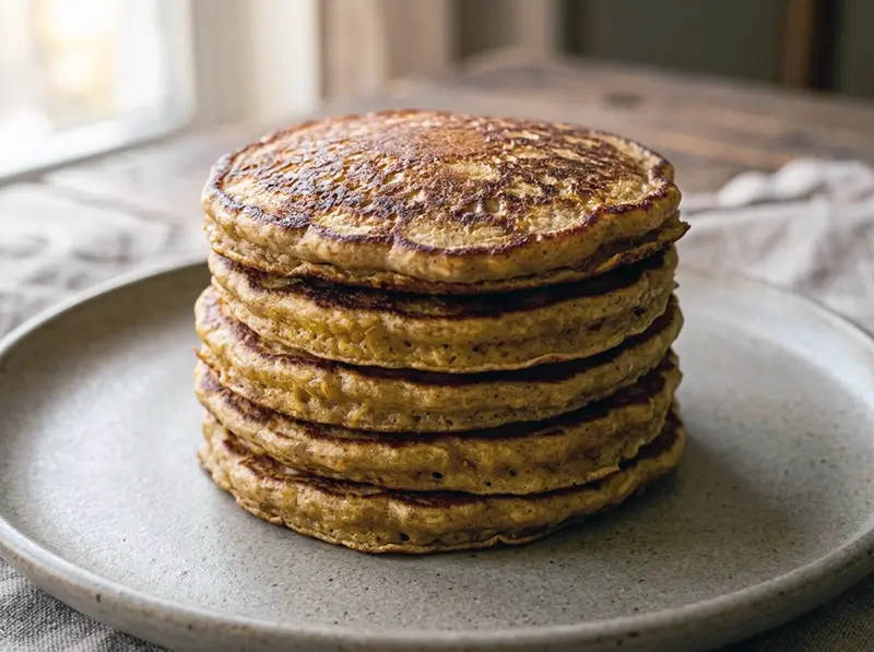 Banana Oat Pancakes with banana, eggs and rolled oats — USA recipe