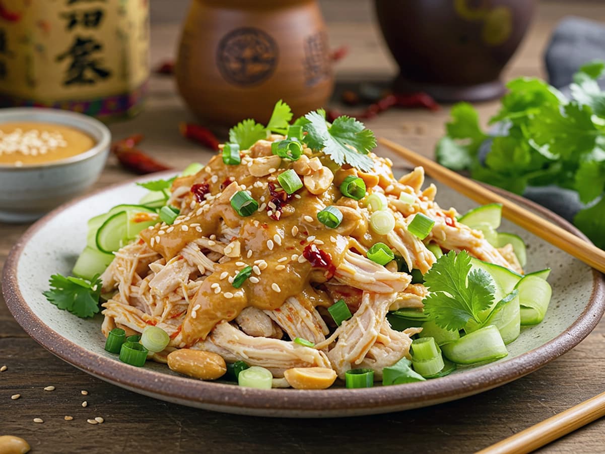Bang-Bang Chicken Salad with chicken breast, peanut butter and soy sauce — China recipe