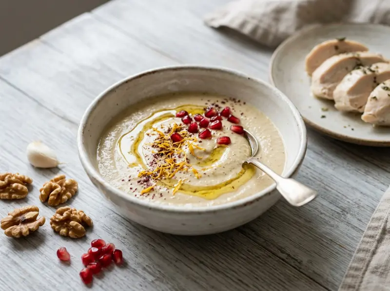 Bazhe with walnuts, blue fenugreek and ground coriander — Georgia recipe