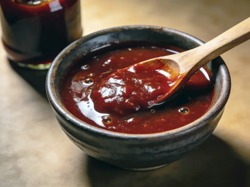 自制BBQ烧烤酱(甜味烟熏酸辣型): 番茄酱, 苹果醋, 红糖 — 美国 · 食谱