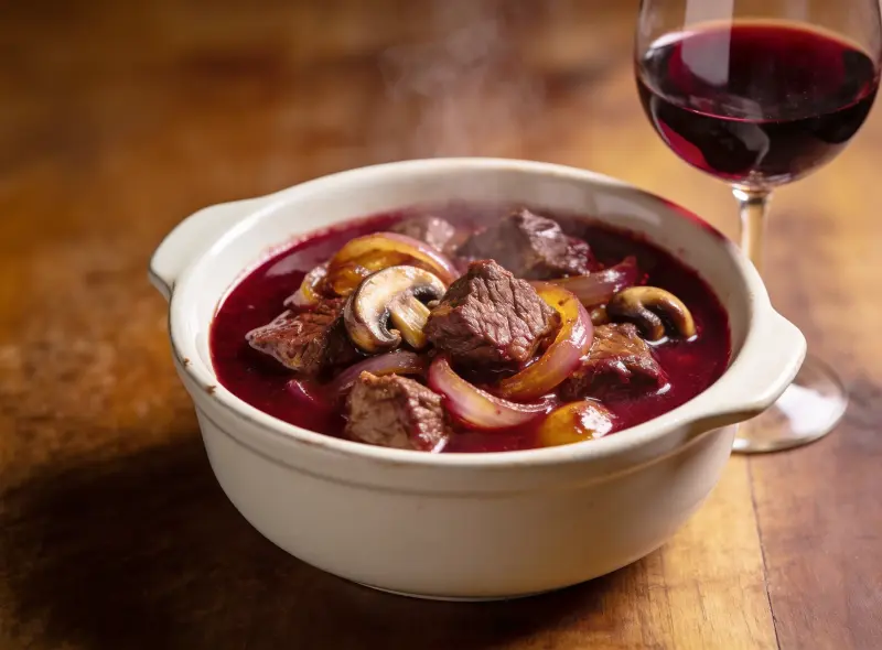 Beef Bourguignon with beef, red wine and mushroom — France recipe