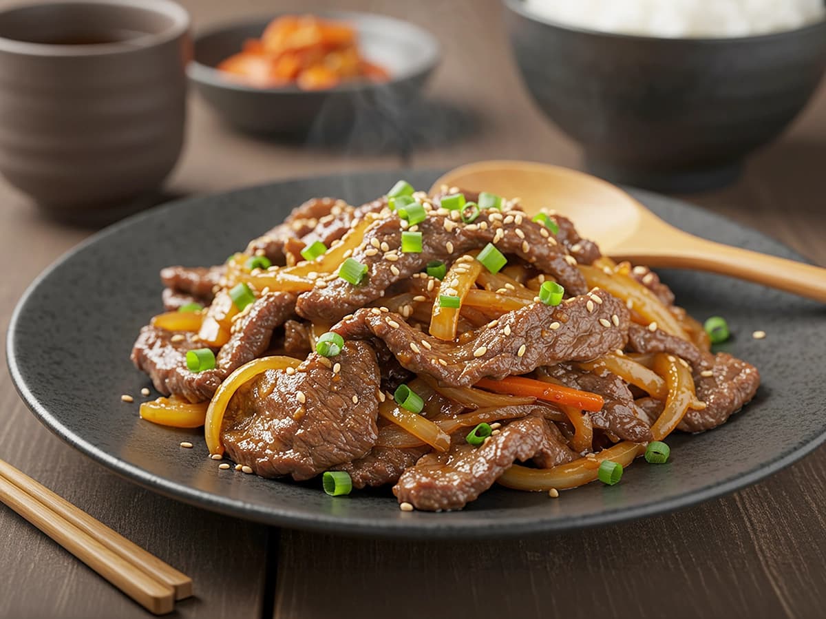Beef Bulgogi with beef, soy sauce and sesame oil — Korea recipe