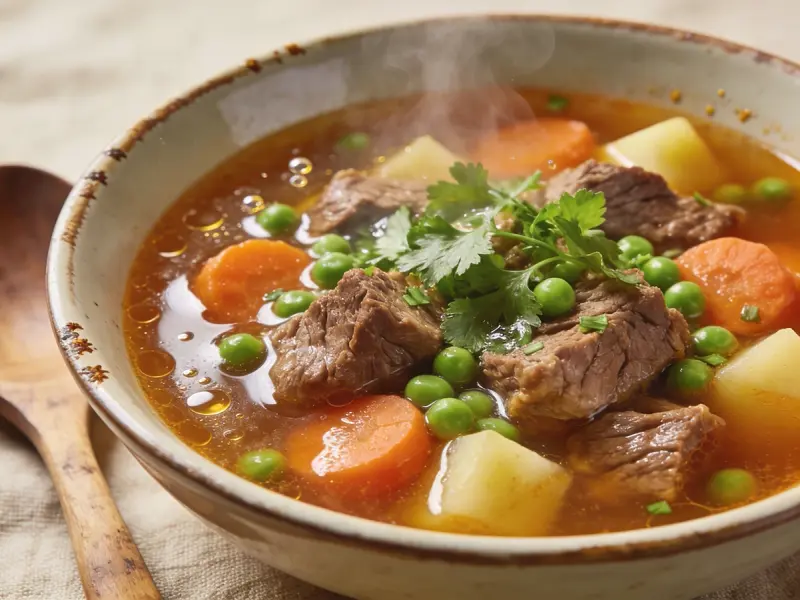 Beef and Vegetable Soup with beef, potato and carrot — USA recipe