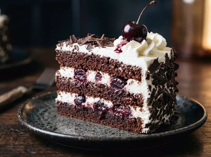 Black Forest Cake (Schwarzwälder Kirschtorte) with eggs, morello cherries and Kirschwasser — Germany recipe