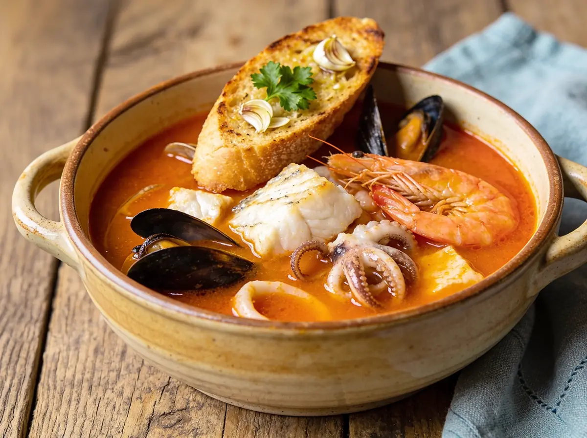 Bouillabaisse with fish, seafood and saffron — France recipe
