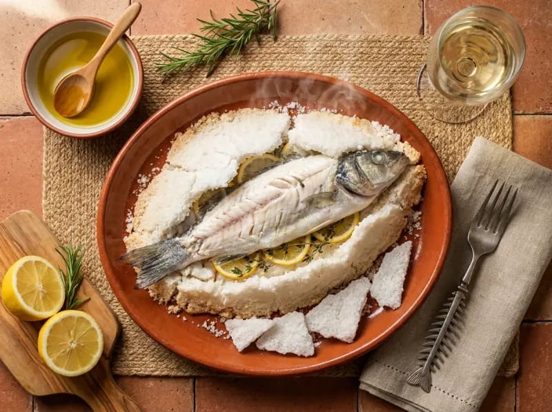 Branzino al Sale — pesce italiano in crosta di sale