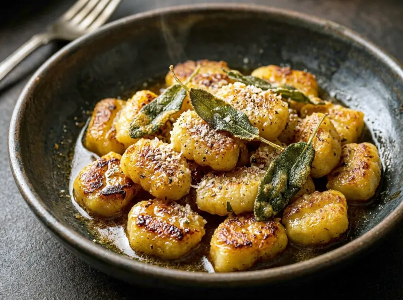 Butter Gnocchi (Gnocchi al Burro e Salvia) with potato gnocchi, unsalted butter and fresh sage — Italy recipe