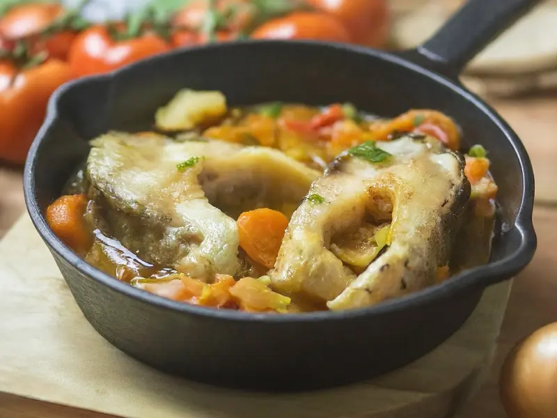 Carp with Vegetables with carp, carrot and onion — Poland recipe