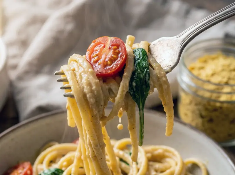 Cashew Cream Pasta with cashews, nutritional yeast and pasta — USA recipe