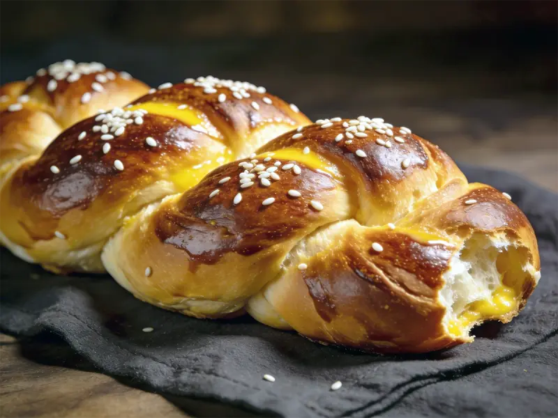 Challah (Braided Jewish Egg Bread) with bread flour, eggs and oil — Israel recipe