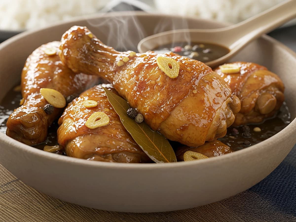 Chicken Adobo with chicken, soy sauce and vinegar — Philippines recipe
