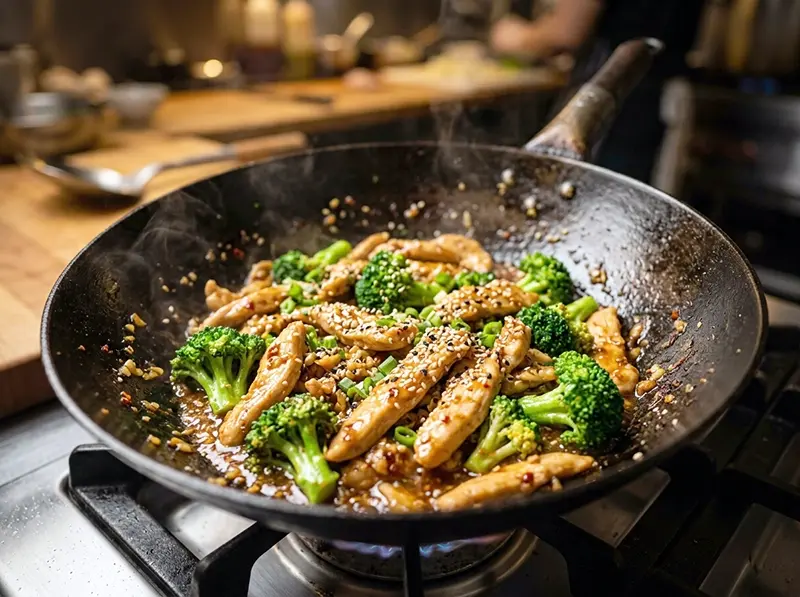 Chicken and Broccoli Stir-Fry with chicken breast, broccoli and soy sauce — China recipe