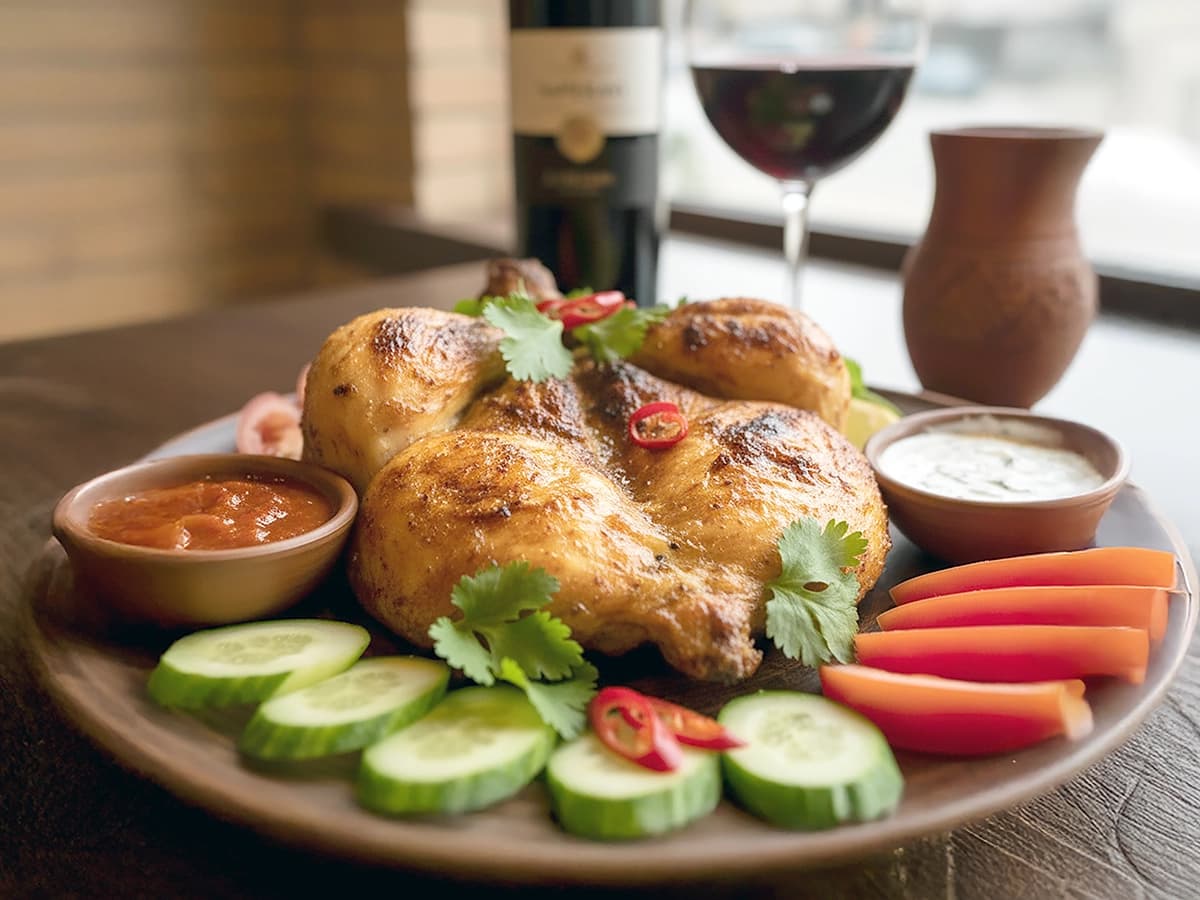 Chicken Tabaka with chicken, khmeli suneli spice blend and adjika — Georgia recipe