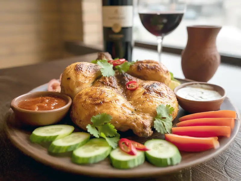 Chicken Tabaka with chicken, garlic and butter — Georgia recipe