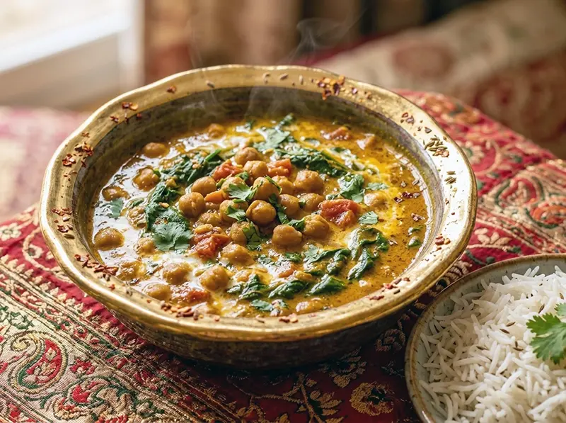 Curry di ceci e spinaci