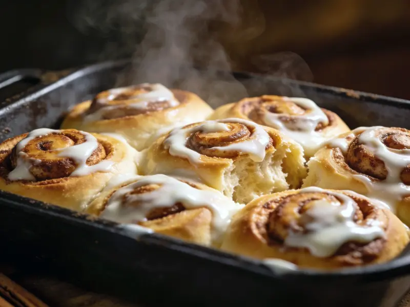 Cinnamon Rolls with Cream Cheese Frosting with bread flour, milk and eggs — USA recipe
