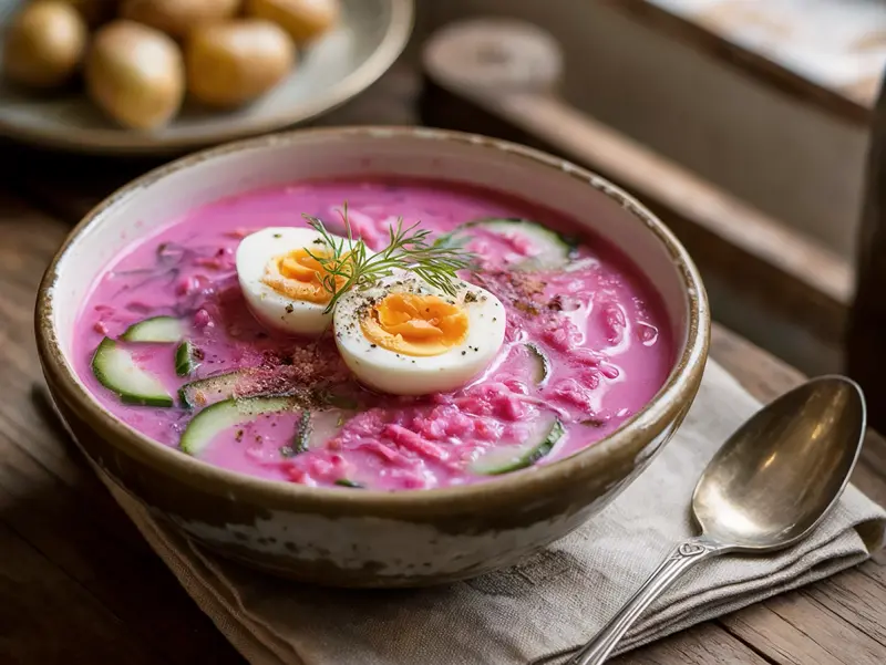 Cold Beet Soup with beet, kefir and cucumber — Belarus recipe