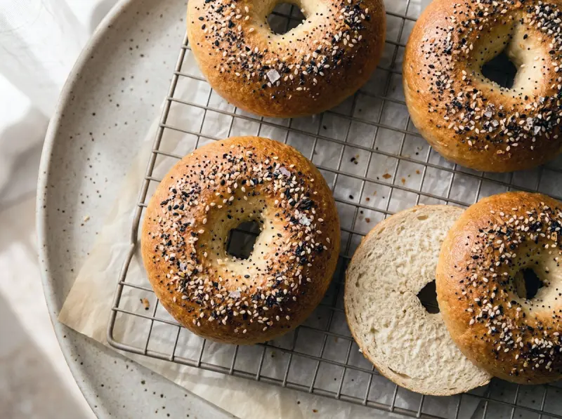 Bagels protéinés au fromage blanc: fromage blanc, farine à levure incorporée, œuf — États-Unis · recette