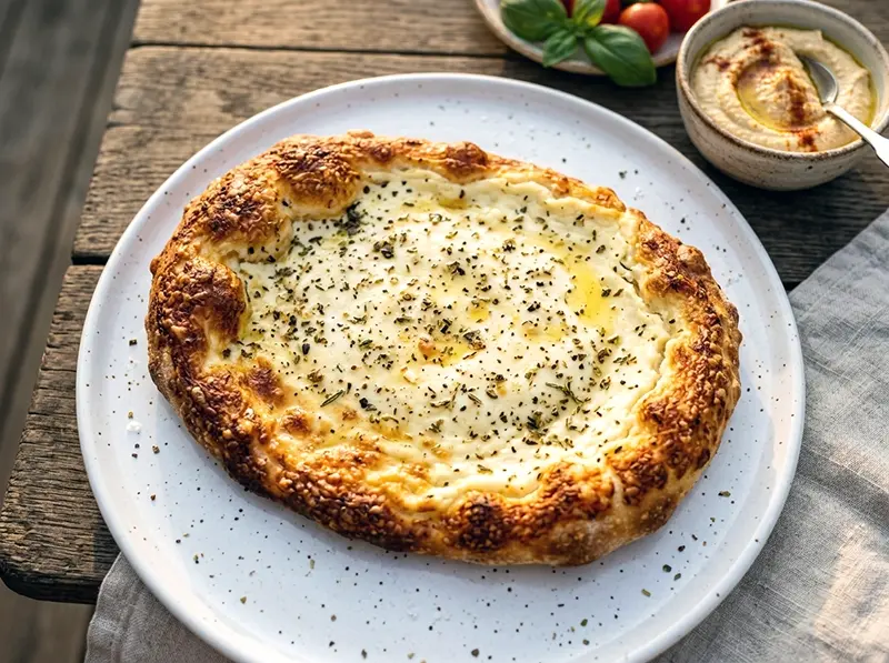Cottage Cheese Flatbread with cottage cheese, eggs and Italian herbs — USA recipe