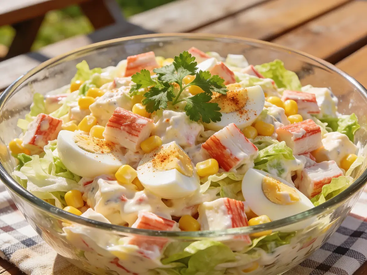 Crab Salad with corn, cucumber and eggs — USA recipe
