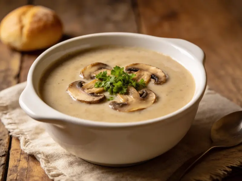 Cream of Mushroom Soup with mushrooms, potato and cream — France recipe
