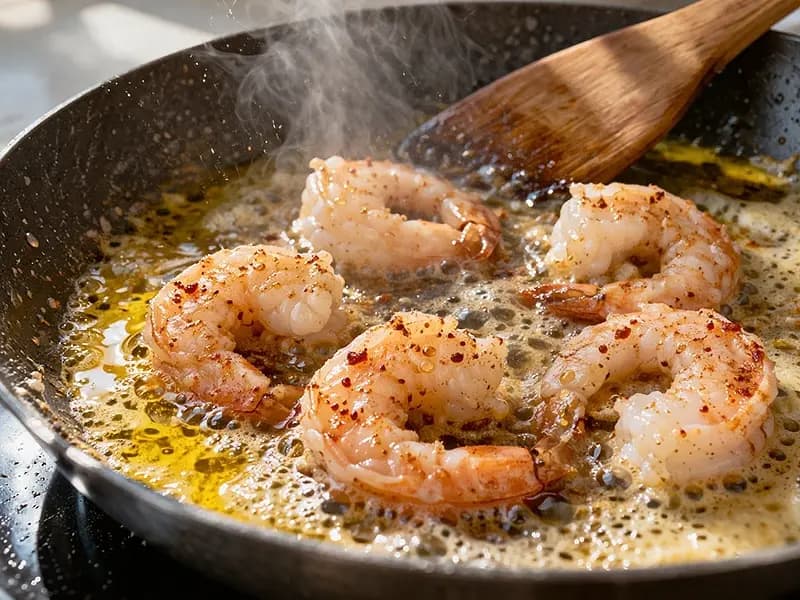 Pasta cremosa con aglio e gamberi — step 3