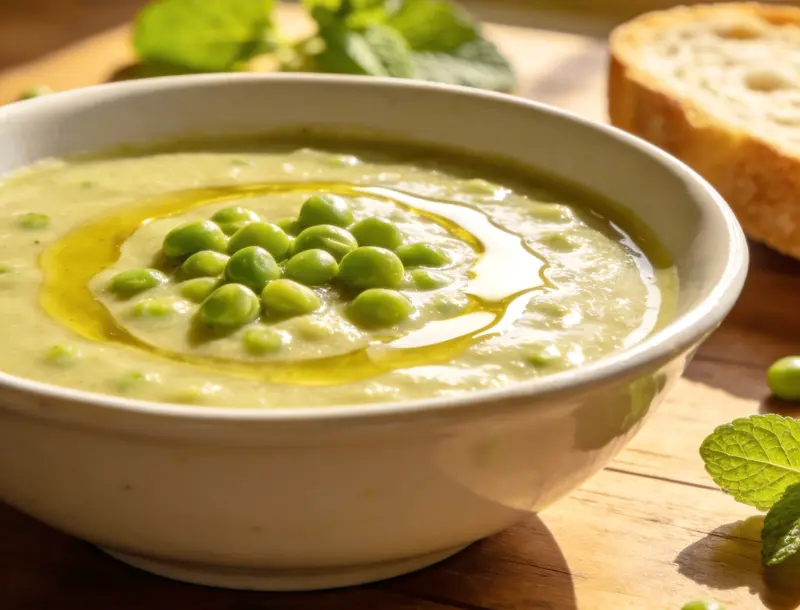 Creamy Pea Soup with peas, onion and butter — France recipe