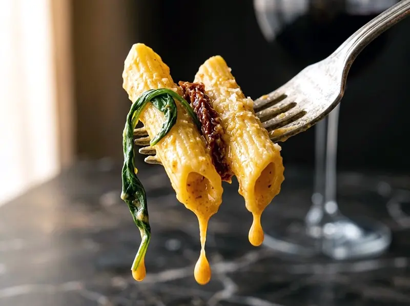 Creamy Tuscan Chicken Pasta with chicken, penne and double cream — Italy recipe