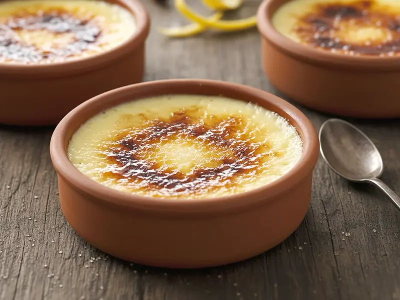 Crema Catalana (Catalan Cream) with egg yolks, milk and heavy cream — Spain recipe