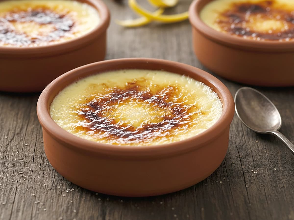 Crema Catalana (Catalan Cream) with egg yolks, milk and heavy cream — Spain recipe