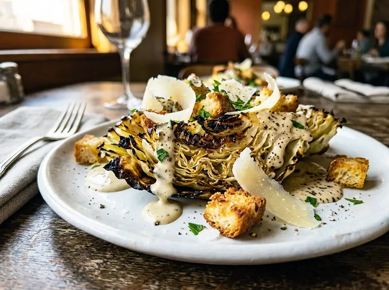 Crispy Cabbage Caesar Salad with cabbage, parmesan and anchovy — USA recipe