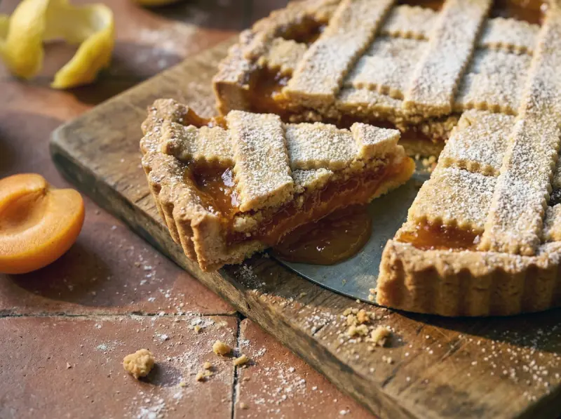 Crostata di marmellata — il classico dolce italiano della nonna su pasta frolla