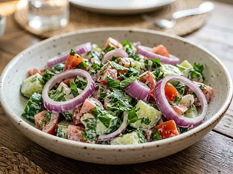 Cucumber and Tomato Salad with cucumber, dill and garlic — Israel recipe