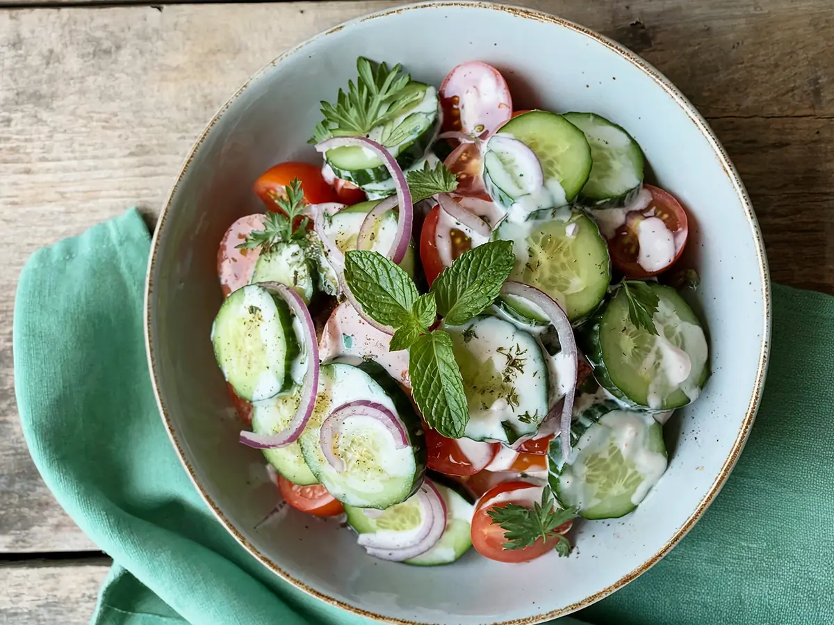 Cucumber and Tomato Salad with cucumber, dill and garlic — Israel recipe
