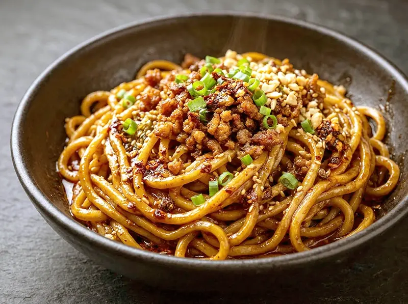 Dan Dan Noodles with noodles, pork and chili oil — China recipe