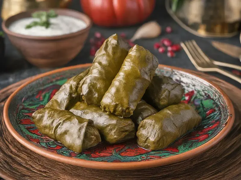 Dolma with grape leaves, rice and ground meat — Armenia recipe