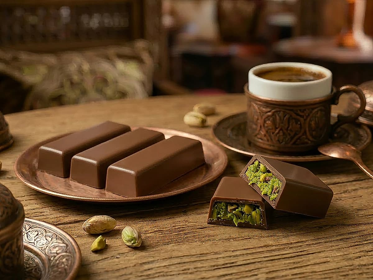 Dubai Chocolate Bar with chocolate, pistachio and tahini — Turkey recipe