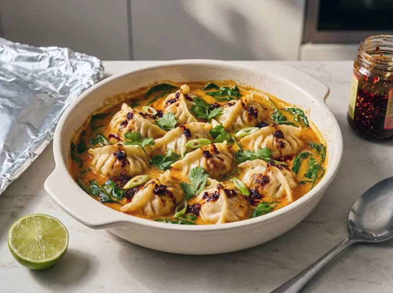Dumpling Bake with Coconut Curry