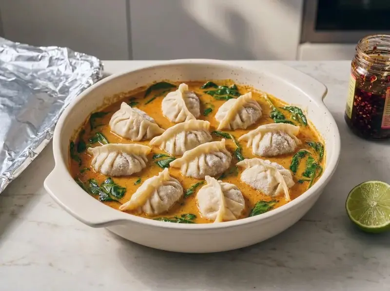 Dumpling Bake with Coconut Curry — step 4