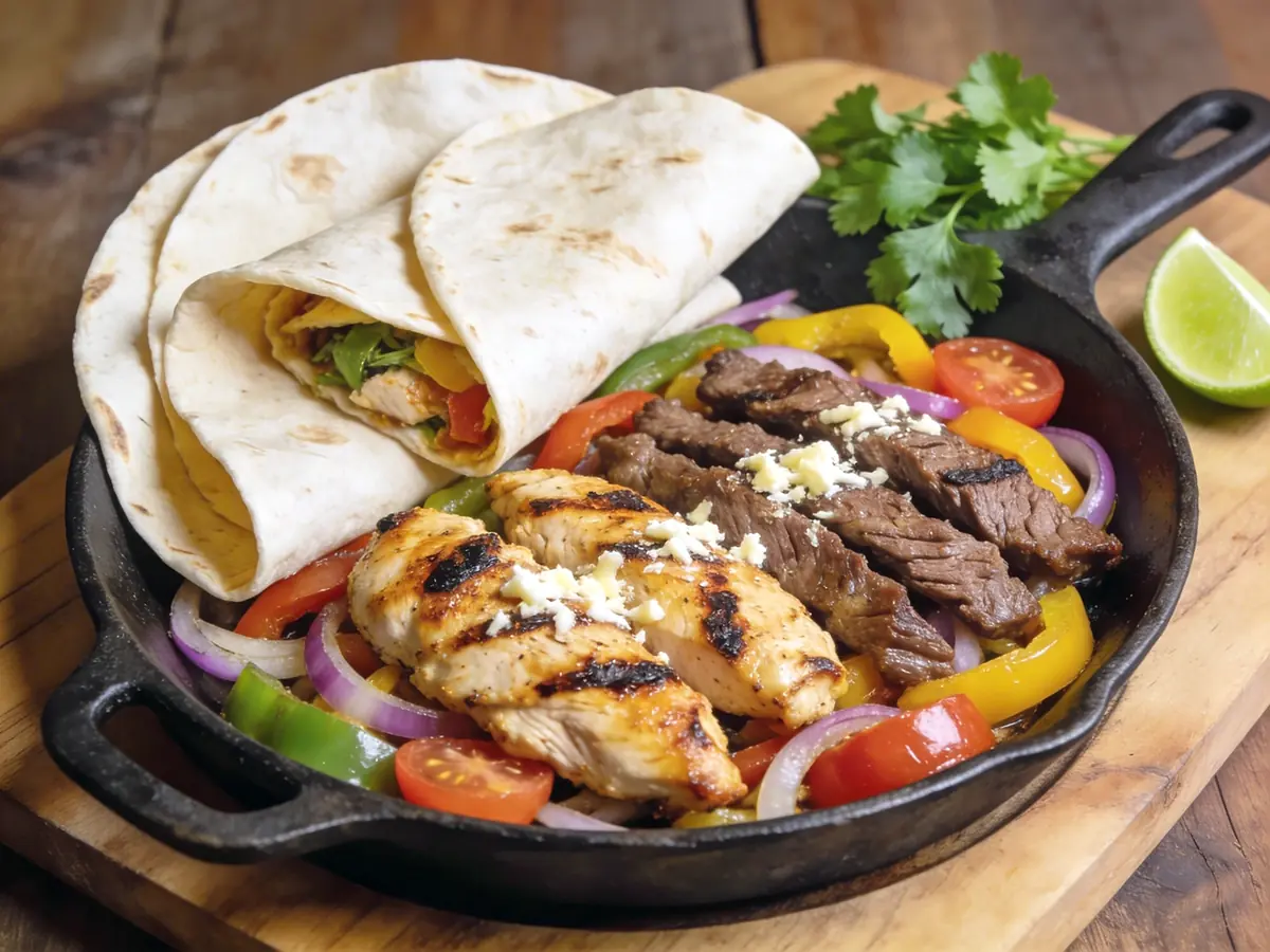 Fajitas with chicken, onion and lime — Mexico recipe