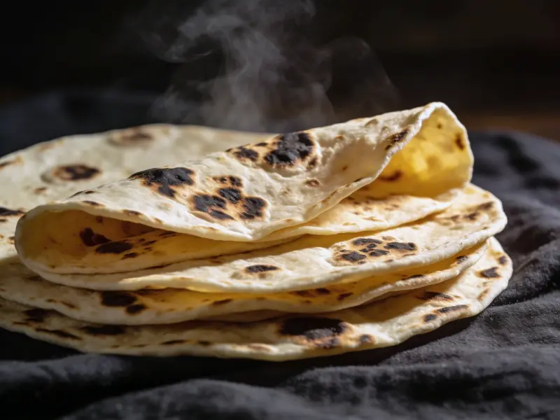 Flour Tortillas (Tortillas de Harina) with plain flour, salt and lard — room temperature; or vegetable shortening; or 60 ml neutral oil — Mexico recipe