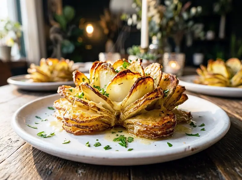 Blumen-Kartoffeln: Kartoffel, Parmesan, Knoblauch — USA · Rezept