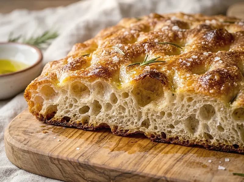 Focaccia with flour, olive oil and yeast — Italy recipe