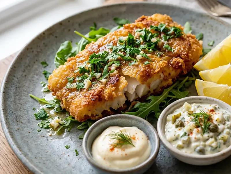 Fried Cod with cod fillet, garlic and lemon — UK recipe